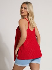Yours Curve Red Anglaise Button Swing Vest - Image 3 of 5
