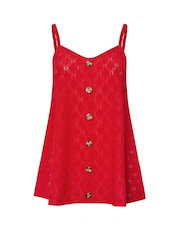 Yours Curve Red Anglaise Button Swing Vest - Image 5 of 5