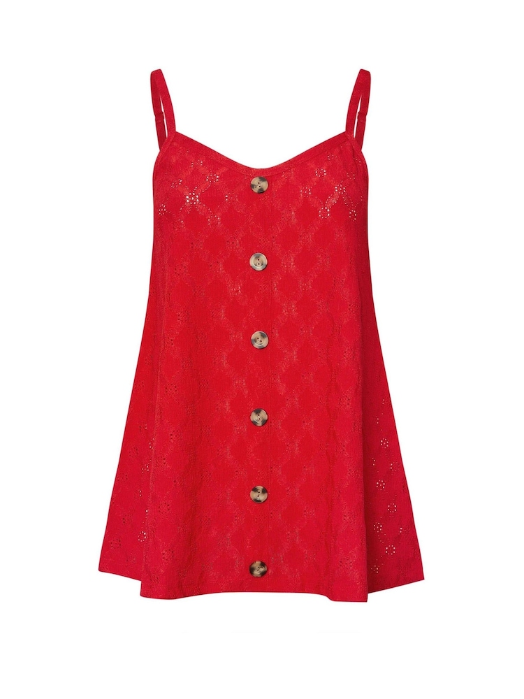 Yours Curve Red Anglaise Button Swing Vest - Image 5 of 5