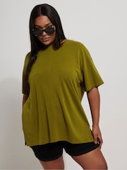 Yours Curve Green Luxury Boxy T-Shirt - Image 1 of 5
