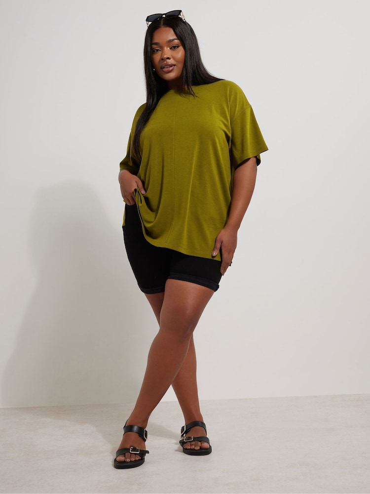 Yours Curve Green Luxury Boxy T-Shirt - Image 2 of 5