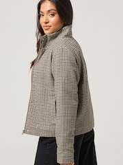PixieGirl Petite Brown Check Funnel Neck 100% Cotton Jacket - Image 3 of 4
