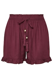 Yours Curve Red Beaded Frill Shorts - Image 5 of 5