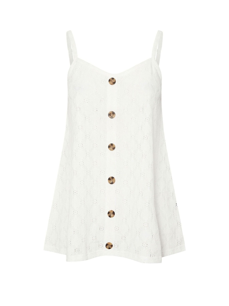 Yours Curve White Anglaise Button Swing Vest - Image 5 of 5