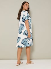 Yours Curve Navy Blue Notch Neck Tunic Dress - Image 3 of 5