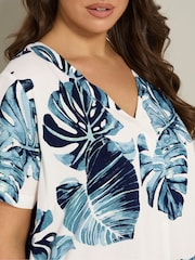 Yours Curve Navy Blue Notch Neck Tunic Dress - Image 4 of 5