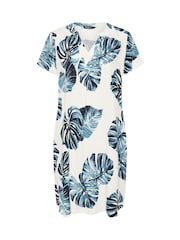 Yours Curve Navy Blue Notch Neck Tunic Dress - Image 5 of 5