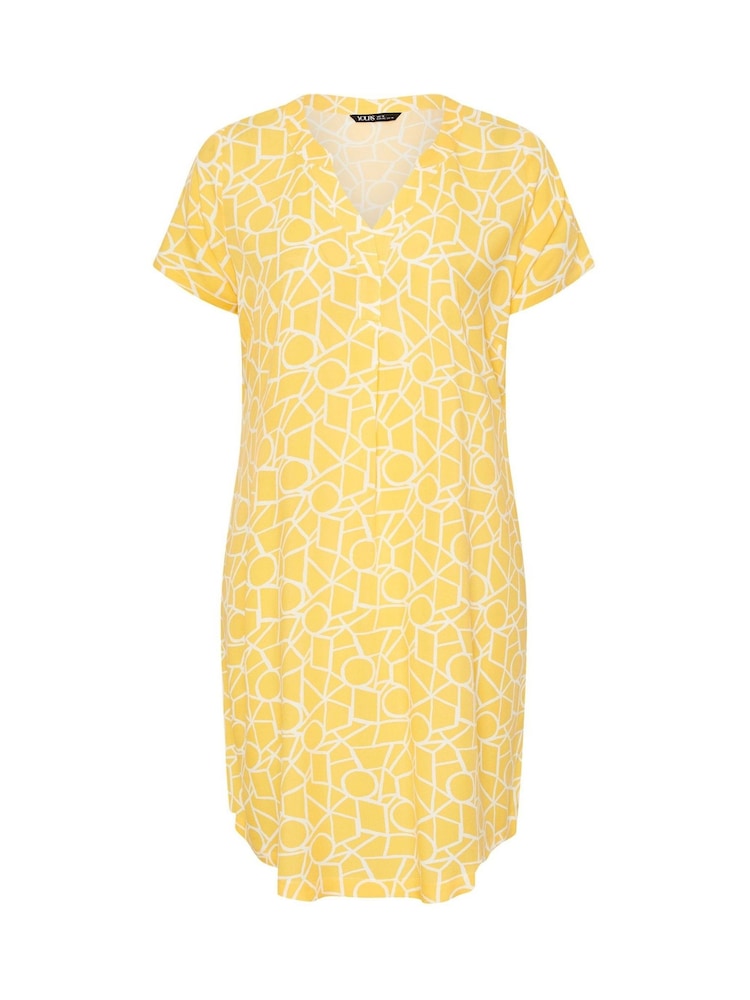 Yours Curve Yellow Notch Neck Tunic Dress - Image 5 of 5