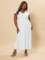Yours Curve White A-Line Mesh Dress - Image 1 of 5
