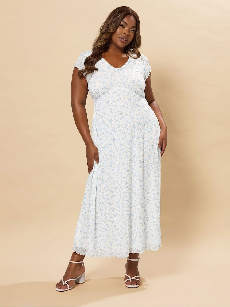 Yours Curve White A-Line Mesh Dress - Image 1 of 5