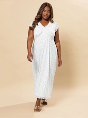 Yours Curve White A-Line Mesh Dress - Image 2 of 5