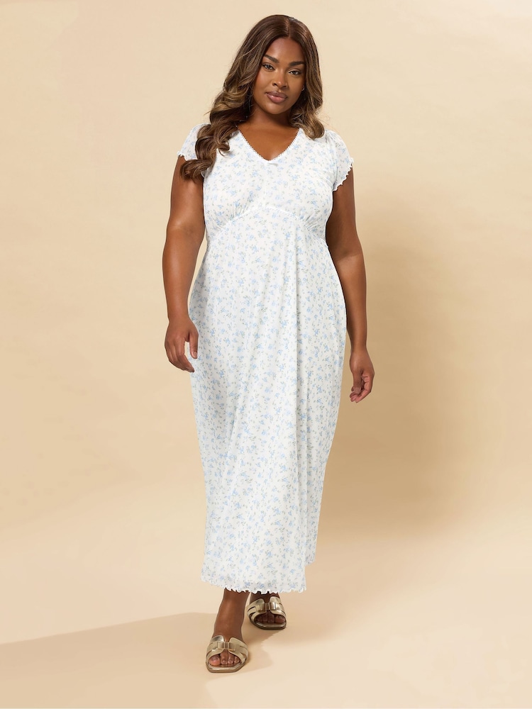 Yours Curve White A-Line Mesh Dress - Image 2 of 5