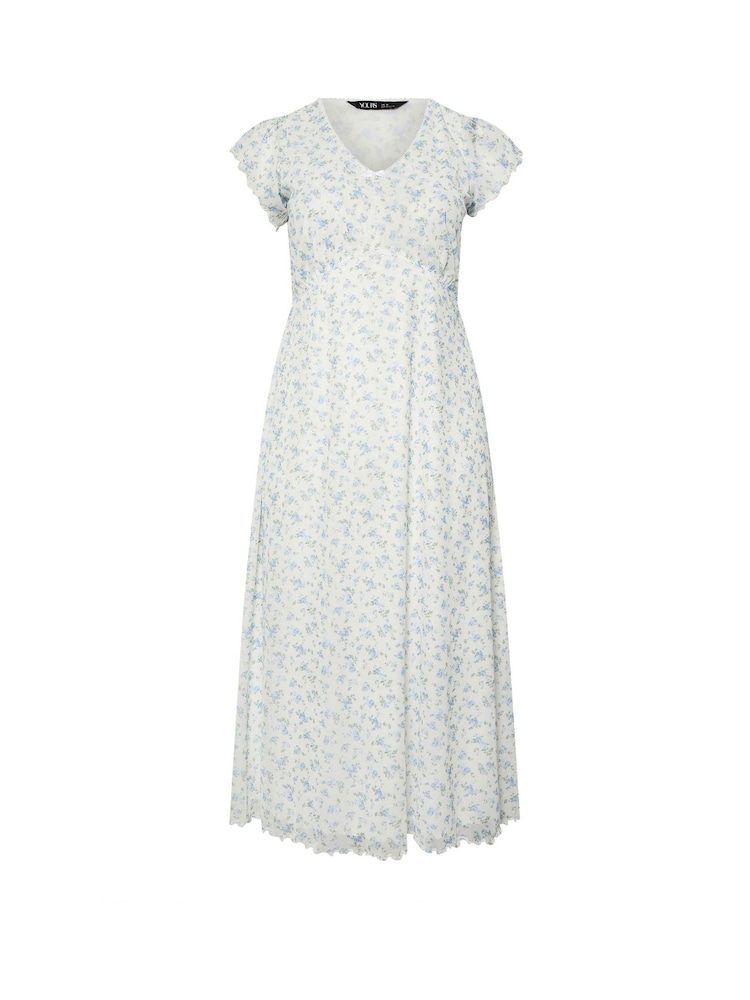 Yours Curve White A-Line Mesh Dress - Image 5 of 5