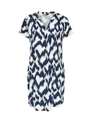 Yours Curve Blue Notch Neck Tunic Dress - Image 5 of 5