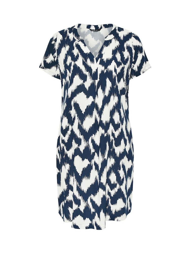 Yours Curve Blue Notch Neck Tunic Dress - Image 5 of 5 Yours Curve Blue Notch Neck Tunic Dress - Image 5 of 5