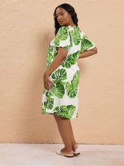 Yours Curve Green Notch Neck Tunic Dress - Image 3 of 5