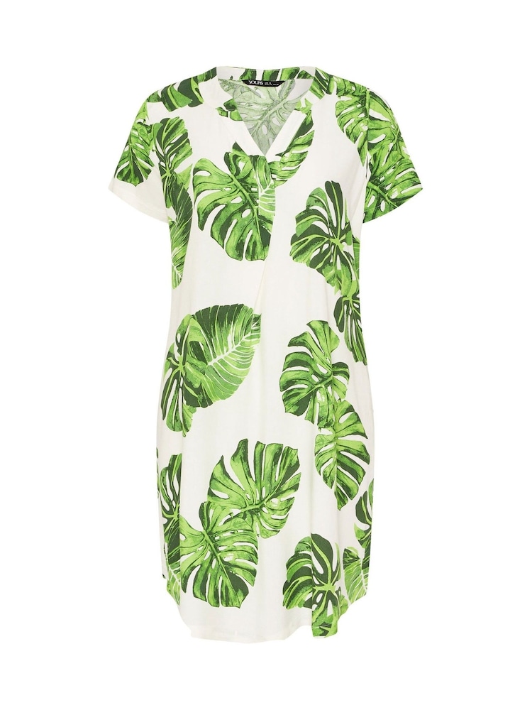 Yours Curve Green Notch Neck Tunic Dress - Image 5 of 5