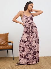 PixieGirl Petite Brown Maxi Ribbed Dress - Image 1 of 5
