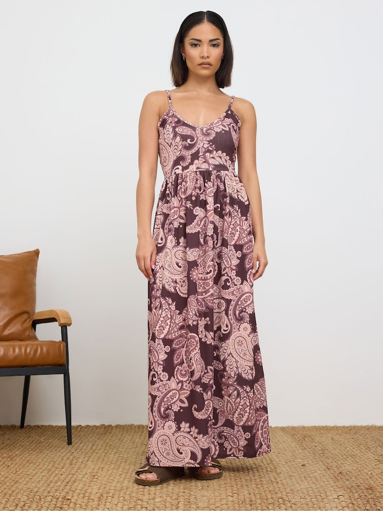PixieGirl Petite Brown Maxi Ribbed Dress - Image 2 of 5