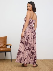 PixieGirl Petite Brown Maxi Ribbed Dress - Image 3 of 5
