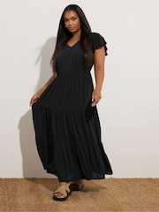 Yours Curve Black Crinkle Throw On Smock Dress - Image 2 of 5