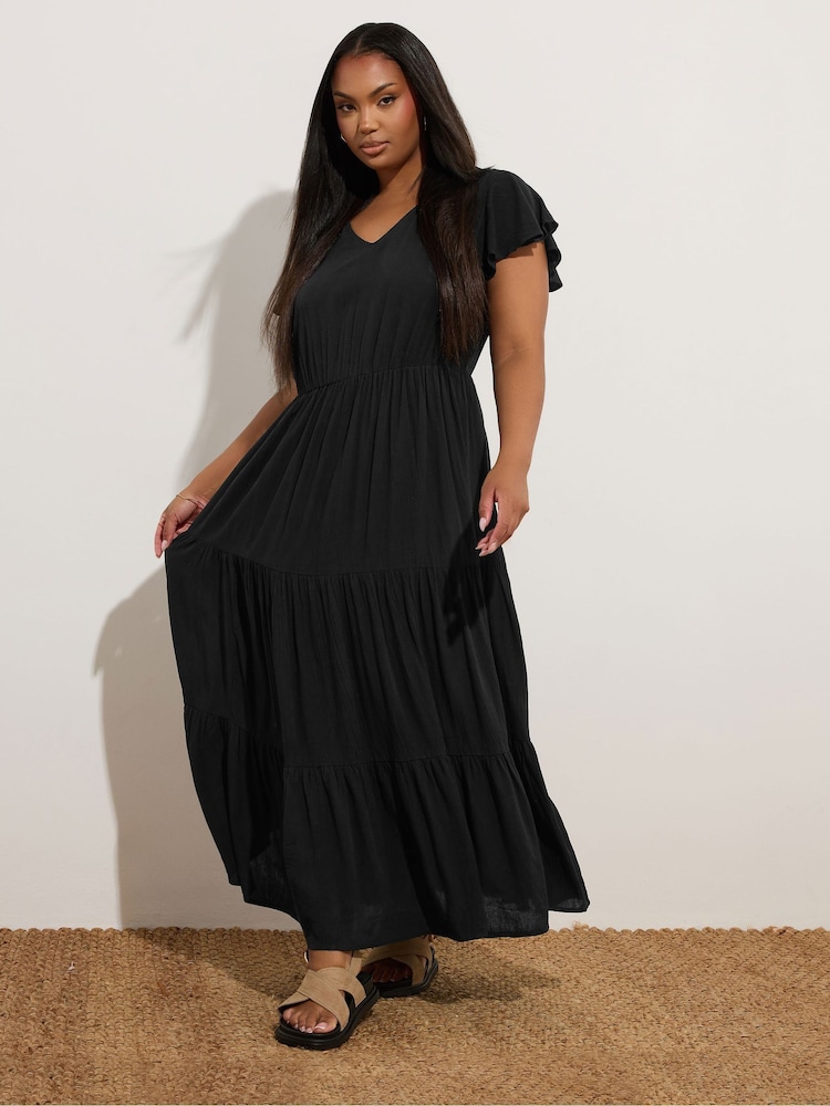 Yours Curve Black Crinkle Throw On Smock Dress - Image 2 of 5 Yours Curve Black Crinkle Throw On Smock Dress - Image 2 of 5