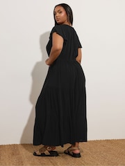 Yours Curve Black Crinkle Throw On Smock Dress - Image 3 of 5