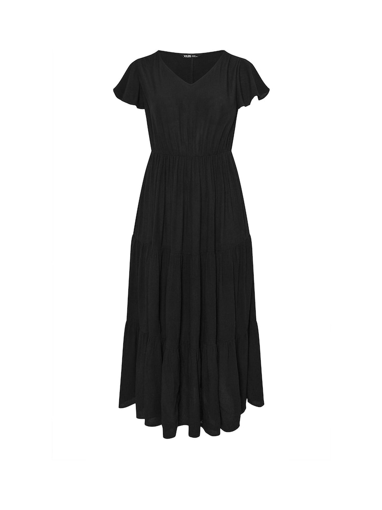 Yours Curve Black Crinkle Throw On Smock Dress - Image 5 of 5