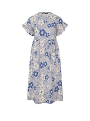 Yours Curve Blue Frilled 100% Cotton Midaxi Dress - Image 5 of 5
