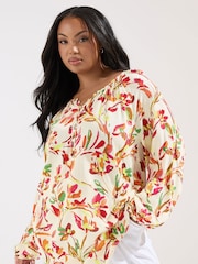 Yours Curve Natural Button Detail Blouse - Image 1 of 5