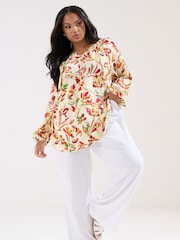 Yours Curve Natural Button Detail Blouse - Image 2 of 5