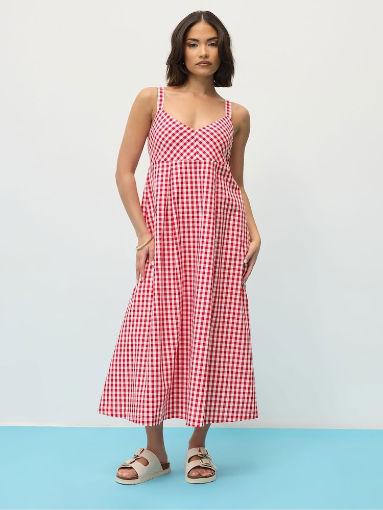 fitted lace wedding dress Riley Red Gingham Smocked Dress | Puff Sleeve Dress