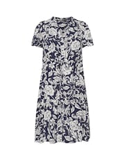 Yours Curve Blue Button Up Frilled Dress - Image 5 of 5