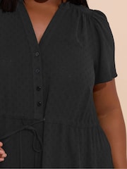 Yours Curve Black Button Up Frilled Dress - Image 4 of 5