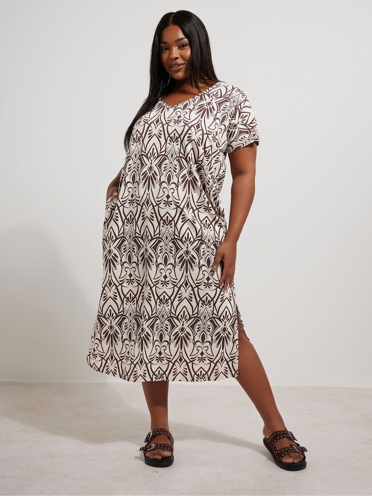 Yours Curve Natural Grown On Basic 100% Cotton Dress - Image 1 of 6