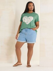 Yours Curve Green Placement T-Shirt - Image 2 of 4