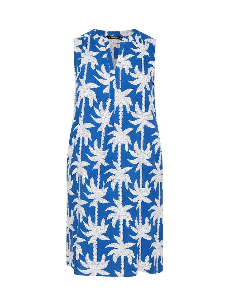 Yours Curve Blue Notch Neck Sleeveless Dress - Image 5 of 5 Yours Curve Blue Notch Neck Sleeveless Dress - Image 5 of 5