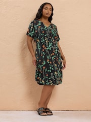 Yours Curve Black Notch Neck Tunic Dress - Image 2 of 5