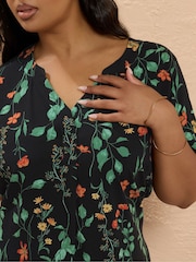 Yours Curve Black Notch Neck Tunic Dress - Image 4 of 5