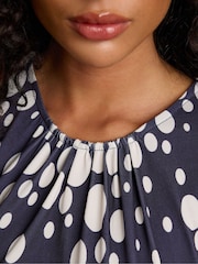 M&Co Navy Blue Spot Twist Petite Midi Dress - Image 5 of 6
