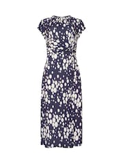 M&Co Navy Blue Spot Twist Petite Midi Dress - Image 6 of 6