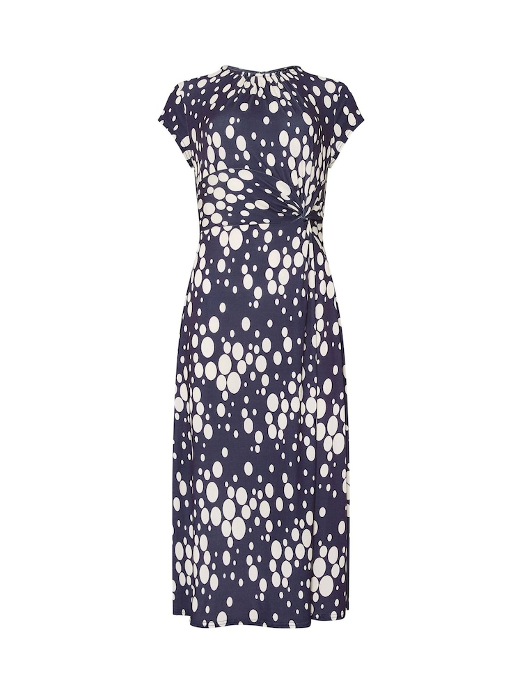 M&Co Navy Blue Spot Twist Petite Midi Dress - Image 6 of 6