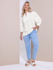 Yours Curve White Button Detail Blouse - Image 2 of 6