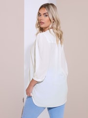 Yours Curve White Button Detail Blouse - Image 3 of 6