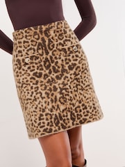 Animal Leopard Print Buttoned Knit Mini Skirt - Image 2 of 4