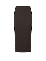 Yours Curve Brown Textured Side Split Skirt - Image 6 of 6
