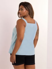 Yours Curve Blue Sleeveless T-Shirt - Image 2 of 5