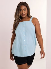 Yours Curve Blue Sleeveless T-Shirt - Image 5 of 5