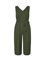 Verde - Yours Curve Tie Waist Textured Jumpsuit - Imagen 1 de 1