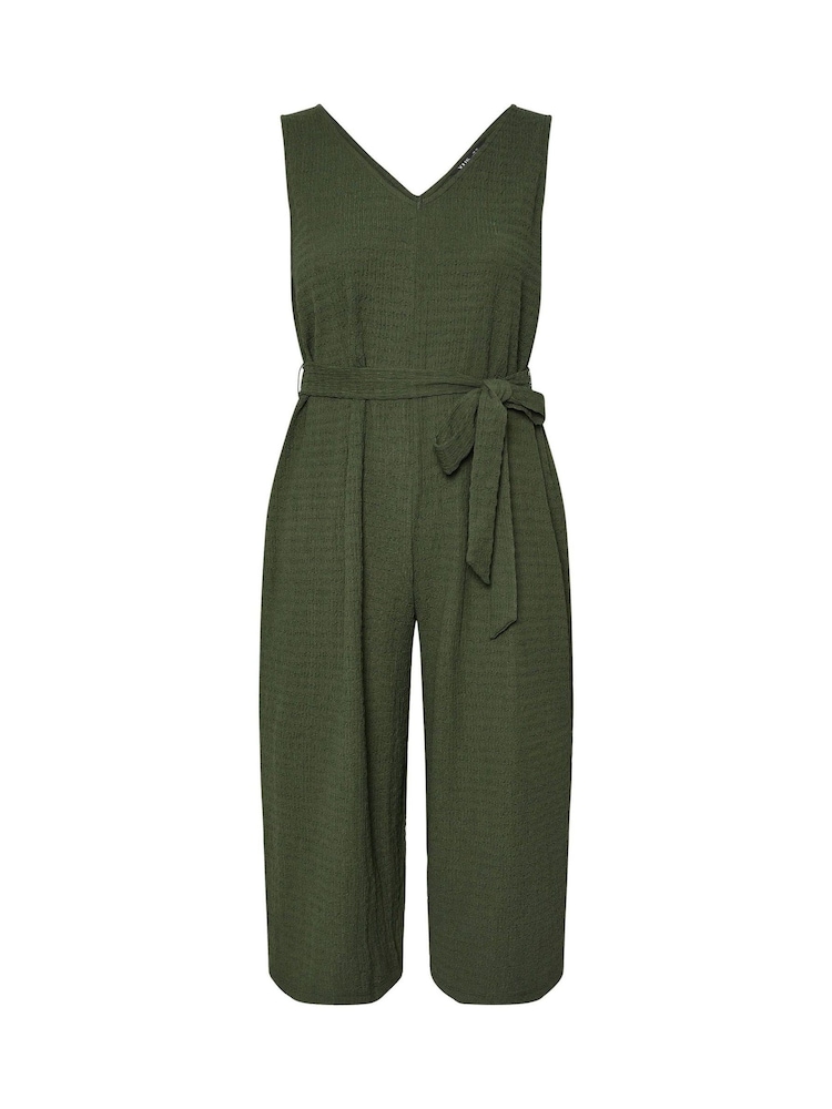 Verde - Yours Curve Tie Waist Textured Jumpsuit - Imagen 1 de 1
